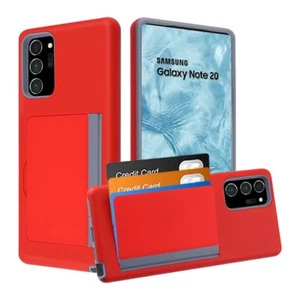 For Samsung Galaxy Note 20 / Ultra Wallet Case 3 Cards Rubber Hard Hybrid Cover - Picture 1 of 30