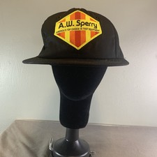 A.W. Sperry Trucker Hat Snap Back Flat Bill Black Hat Baseball Cap (H1)