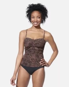 Spanx Tankini Assets Leopard Twist Bandeau Swimwear. Look Slim While You Swim - Picture 1 of 7