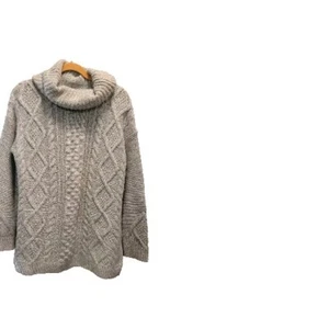 Lands End Wool Blend Gray Womens Medium Sweater Turtle Neck 44x29 - Picture 1 of 10