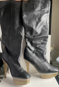 Siren Long Black leather boots sz 8.5 - Picture 1 of 5