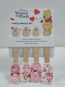 Disney Winnie the Pooh Paquete de 4 Espátulas de Silicona Set ~ Corazones de San Valentín - Imagen 1 de 6
