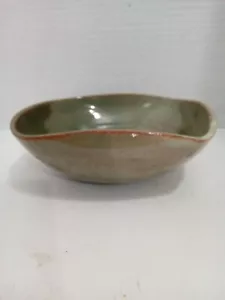 POTTERY Green. Square BOWL Marked JM 45 DIP & DRIP 6x8" GUC - Picture 1 of 10