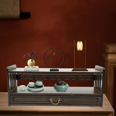 Mesa consola vintage mesa de altar de madera con cajón altar mesa de almacenamiento de meditación Foto 1 de 4