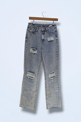 Unbranded Ripped High Waist Denim Jeans Cotton & Elastane - Image 1 of 4