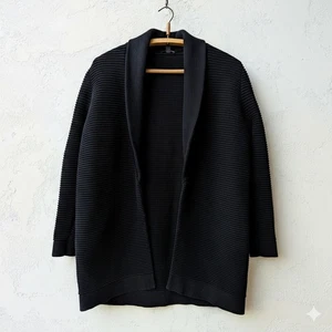COS Women's Black Heavy Knitted Cotton Cardigan Open Front Sweater Size S - Picture 1 of 10