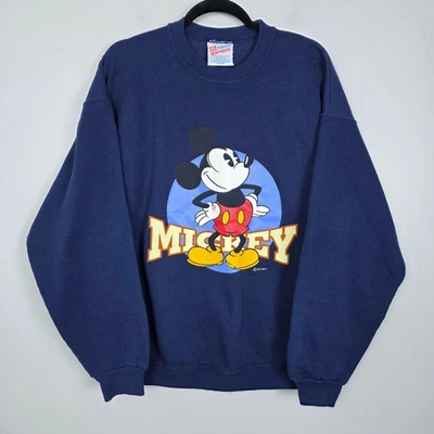 Sudadera De Colección Hanes Peso Pesado Mickey Mouse Gráfica Azul Marino Grande Para Hombre Foto 1 de 4