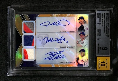 2015 Triple Threads AUTO RELIC Combo Gold DeGrom Wright Wheeler BGS 9 10 AUTO /9 - Image 1 of 2