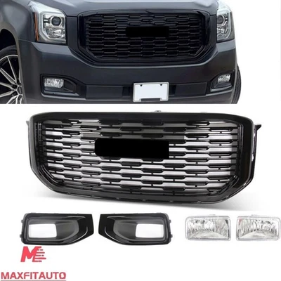 For GMC Yukon XL 2015-2020 Front Upper Grille Denali Style Fog Light W/ Bezels - Изображение 1 из 4