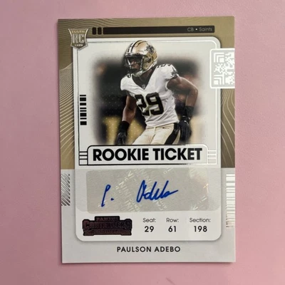 Paulson Adebo 2021 Contenders Playoff Ticket RC Auto Saints #182 Autograph - Image 1 of 2