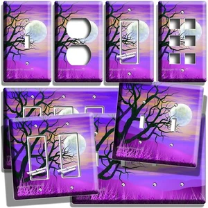 PURPLE TWILIGHT TREE BRANCHES MOON NATURE LIGHT SWITCH OUTLET WALL PLATES DECOR - Picture 1 of 34