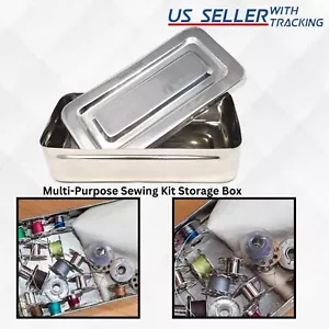 Stainless Mini Sewing Kit Travel Set Measure Scissor Thread Needle Storage Box - Picture 1 of 3
