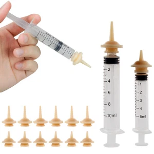 12pcs Kitten Pupply Pet Feeding Silicone Nipple 2pcs Nursing Syringes Reusable - Picture 1 of 6