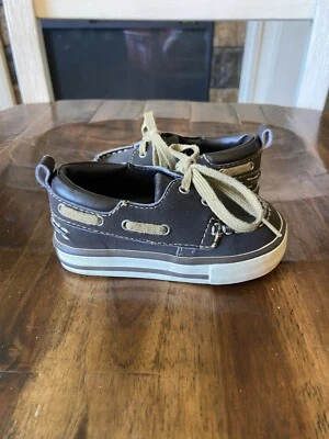 GAP Brown Leather Lace Up Loafer Boat Shoe Baby Toddler Size 5 Casual Preppy - Image 1 of 4