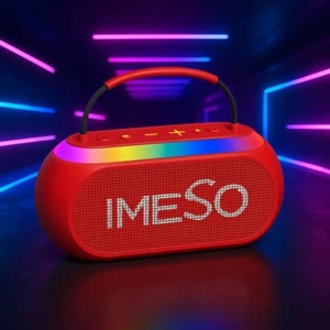 Altoparlante wireless Bluetooth potente luci LED RGB stereo - rosso - di IMENSO - Foto 1 di 16