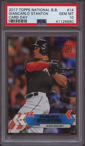 2017 Topps National Baseball Card Day 14 Giancarlo Stanton PSA 10 Gem Mint Pop - Picture 1 of 2