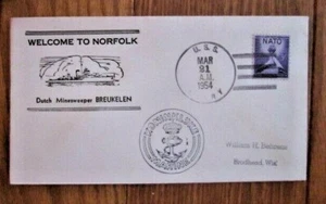 WELCOME TO NORFOLK VA USS LEARY DUTCH MINESWEEPER BREWUKELEN COVER - Picture 1 of 1