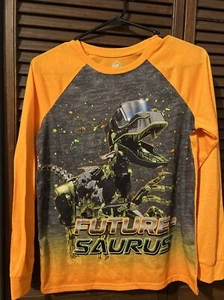 Wonder Nation Boys XL 14/16 Long Sleeve Pajama Shirt Future Saurus Orange - Picture 1 of 3