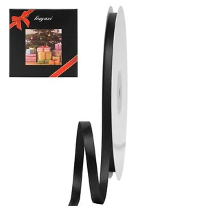 Black Double Faced Satin Ribbon 1/4" X Continuous 50 Yards Thin Ribbons Perfe... - Picture 1 of 7