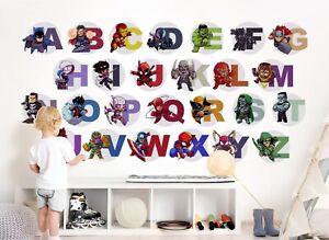 Superhero Avengers Alphabet ABC Capital Letters Removable Wall Decal Stickers