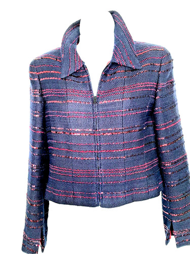 7K Chanel Vintage 2000 Nero Tweed Paillettes 00A 38 catena cerniera