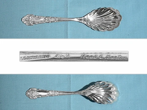REED & BARTON STERLING 6 1/8" SUGAR SHELL SPOON ~  FRENCH RENAISSANCE ~ NO MONO Cover