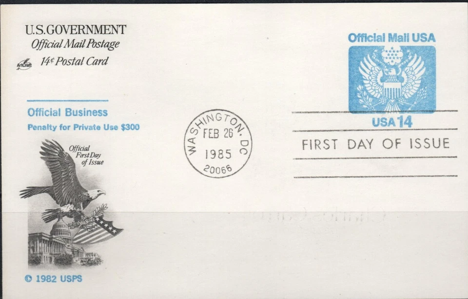 US Scott #UZ3 Official Post Card First Day of Issue - Image 1 of 1