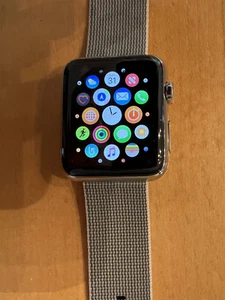 1st Gen Apple Watch 42mm Stainless Steel Case with Pearl Woven Nylon band - Picture 1 of 15