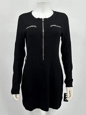 INC Dress Long Sleeves Black Zippers Women Sz M NEW NWT N167 - Image 1 of 2