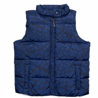 Chaleco acolchado de plumón Gap para niños niñas niño pequeño talla 5 años negro azul estampado de guepardo usado en excelente estado Foto 1 de 4
