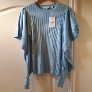Ted Baker Bubless Extreme Sleeve Women's UK 10 Light Blue Jumper BNWT Sz 2 - Picture 1 of 12