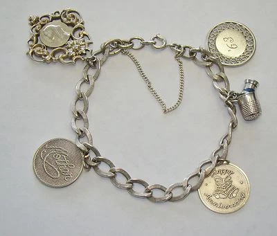 Pulsera vintage de plata de ley de 7", Beau, JMF y más - 25,4 gramos - #N927 Foto 1 de 4