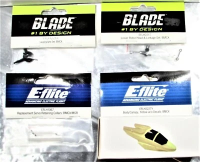 E-Flite Blade BMCX vintage Parts Canopy, Servo collars, Swashplate, & link set - Image 1 of 4