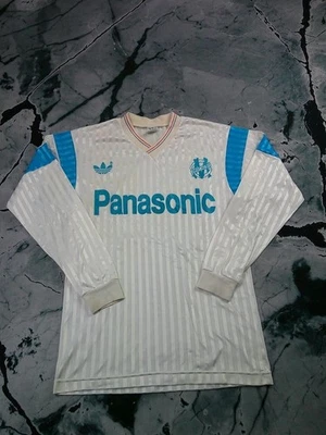 Olympique Marseille Shirt 1989 1990 Made in France Vintage 80s Panasonic OM - Photo 1/4