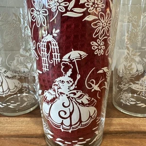 Set of 3 Vintage Southern Belle Drinking Glasses 6" Tall Excellent Condition - Picture 1 of 9