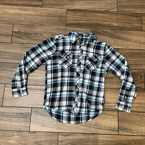 Volcom Shirt Mens Small Blue Cotton Plaid Button Up Long Sleeve - Picture 1 of 9