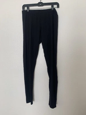 H M Basic Women Leggings Large Black Cotton Blend Pull On Stretch Casual Pants - Image 1 of 4