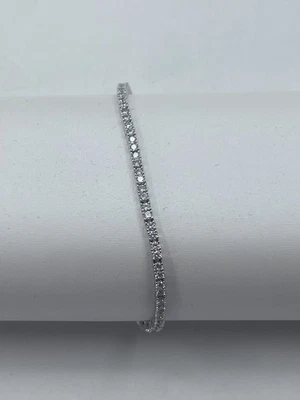 Brazalete de tenis de diamantes de corte redondo GLD 6 pulgadas enchapado en oro blanco de 14K/piedras circonitas Foto 1 de 4