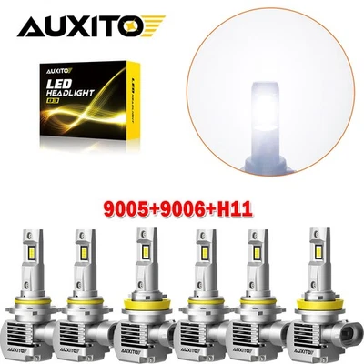 6X Combo 9005 9006 H11 LED + Headlight Fog Light Bulbs High Low Beam White 6500K - Image 1 of 4