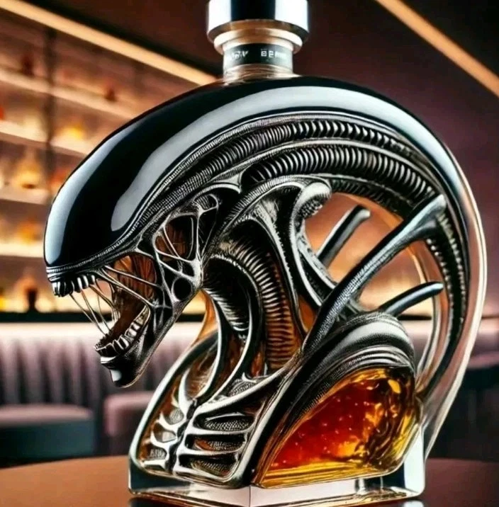 Decantador de whisky Alien Xenomorph ciencia ficción tapón de vidrio whisky + vodka lirio y eden Foto 1 de 1