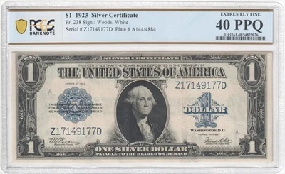Fr. 238 1923 $1 Silver Certificate PCGS EF40 PPQ  - Image 1 of 2
