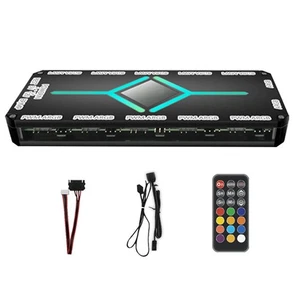 Ventouse magnétique 12 ports ARGB + 10 ports PWM avec télécommande PWM & AR8809 - Photo 1/8