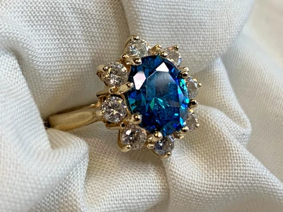 Anillo Oro Amarillo 10K 4.84g Joyería Fina Talla 6 Banda Piedras Azules y Transparentes *LEER* Foto 1 de 4