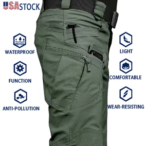 Men’s Tactical Cargo Pants Soldier Straightfit Work Combat Trousers Outdoor US - Picture 1 of 34