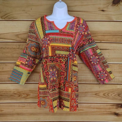 Norm Thompson 3/4 Sleeve T-Shirt Womens Size XL Multicolor Paisley 100% Cotton - Image 1 of 4