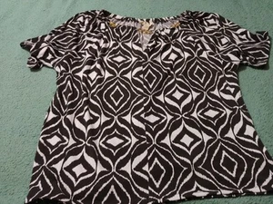 Michael Kors Chocolate Chain Neckline Blouse/Top Size Large - Picture 1 of 4