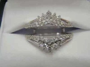 2Ct Real Moissanite Enhancer Wrap Guard Wedding Ring 14K White Gold Plated - Picture 1 of 8