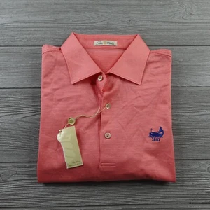 NUEVA Camisa Polo de Golf Peter Miller Para Hombres Grande Rosa Rayas Maidstone Club Algodón - Imagen 1 de 9