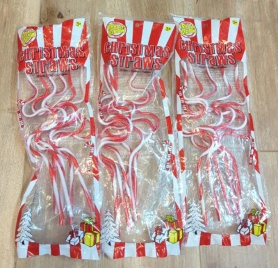 Lot Of 3 (6packs)The Original KRAZY STRAW Crazy Straws Christmas Swirl Party - Image 1 of 4