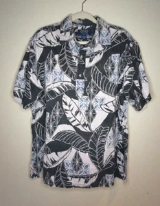 Hawaiian Shirt Floral Aloha Vintage 100% cotton 1/4 Button Pullover Ono large - Picture 1 of 2